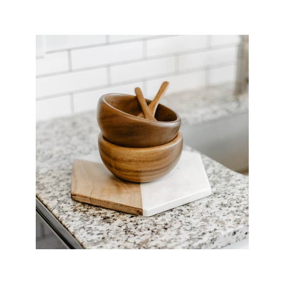 Wood Bowl and Spoon Set