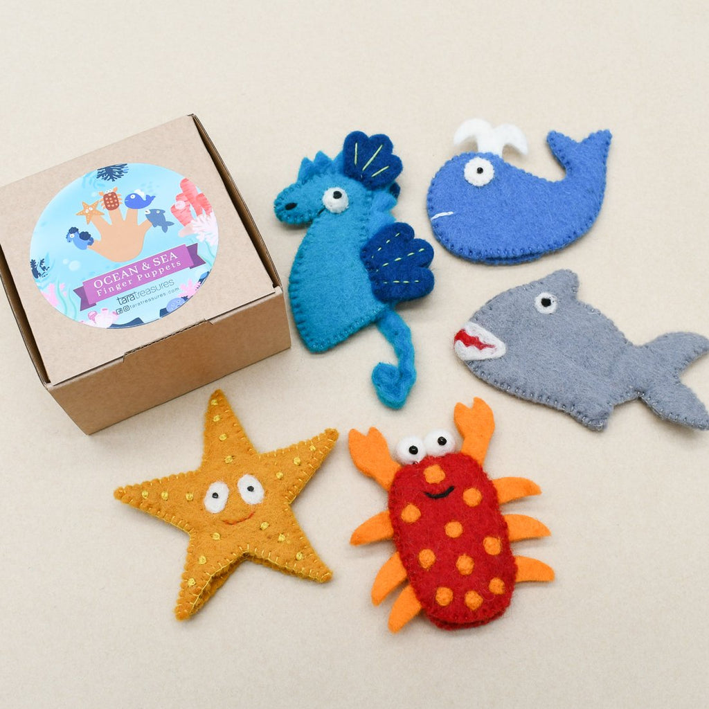 Pre-Order Ocean and Sea Creatures, Finger Puppet Set of 5, Style 1 (Ships in mid-August)