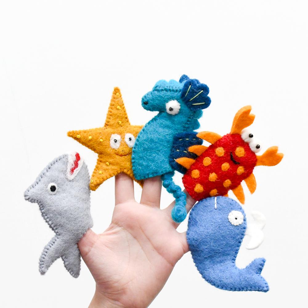 Pre-Order Ocean and Sea Creatures, Finger Puppet Set of 5, Style 1 (Ships in mid-August)
