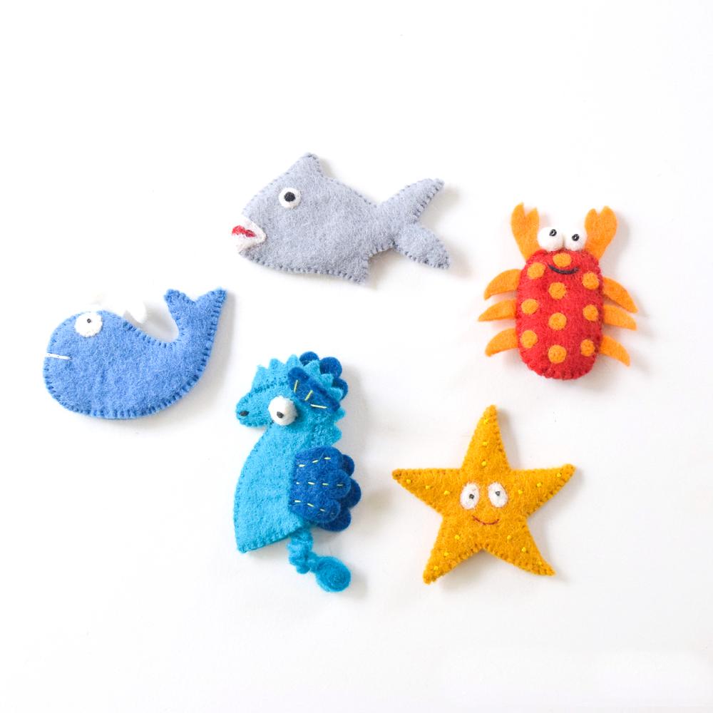 Pre-Order Ocean and Sea Creatures, Finger Puppet Set of 5, Style 1 (Ships in mid-August)
