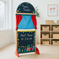 Wooden Puppet Theater with Pullback Curtain