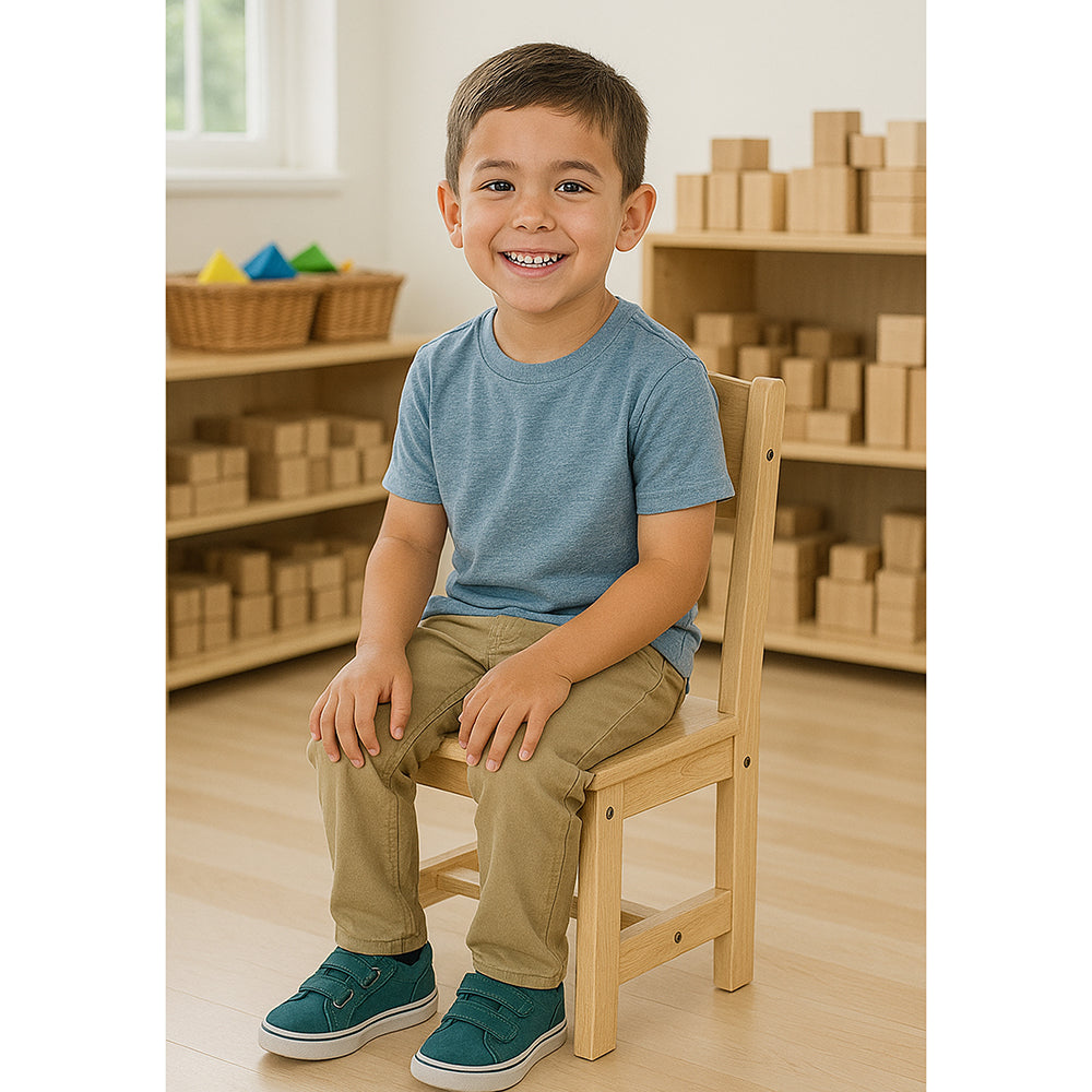 Solid Hardwood Child-Sized Chair | 12 Seat Height, Durable & Safe Classroom Seating