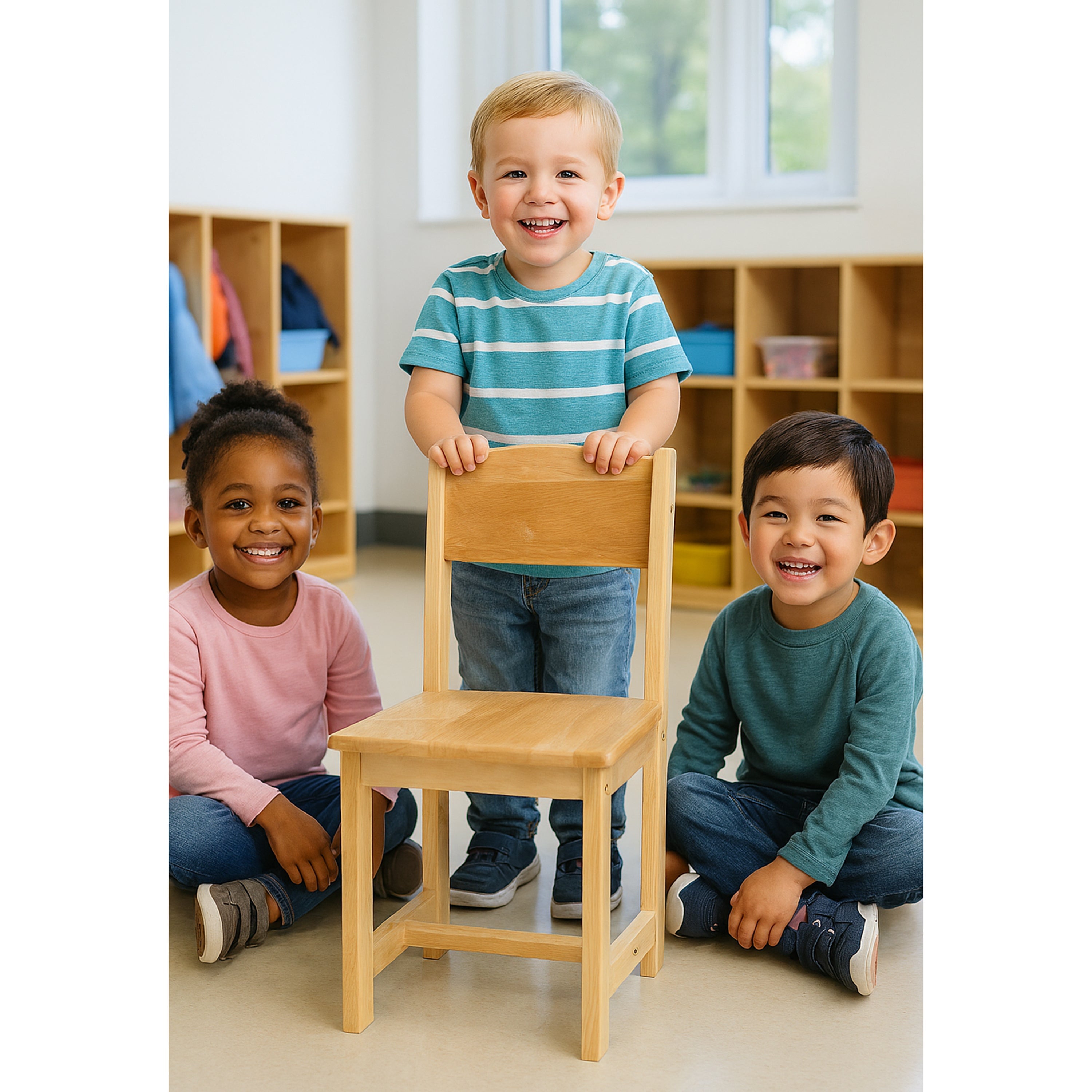 Solid Hardwood Child-Sized Chair | 12 Seat Height, Durable & Safe Classroom Seating
